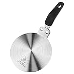 WinGluge Adattatore Induzione 13cm, Piastra di Diffusione di Calore Con Manico Rivestito, Disco Convertitore per Piastra di Cottura, Piattello in Acciaio Inossidabile Argento