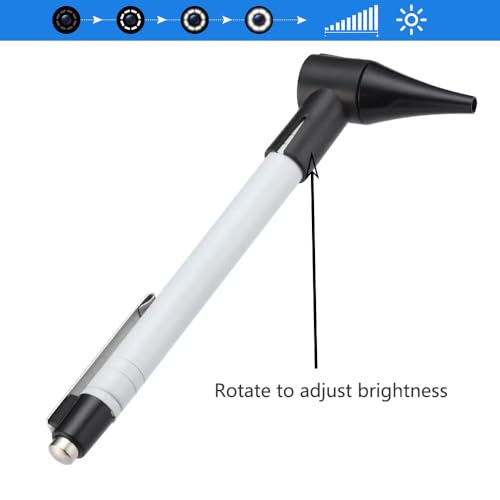 Bysameyee Slimline Edelstahl-Otoskop, Hand-Otoskop mit weichem LED-Licht und 7 Spekula-Spitzen für Kinder, Erwachsene, Haustiere, Tiere