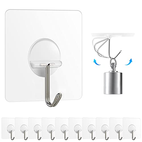 Adhesive Hooks,Transparent Seamless Stainless Steel Ultra Strong Wall Hooks For Kitchen Bathroom Ceiling Door Utility Hooks(12 Pcs) #TOP1