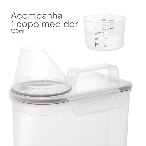 Pote Hérmetico para Armazenamento com Copo Medidor de Plástico 2,5L - Lyor