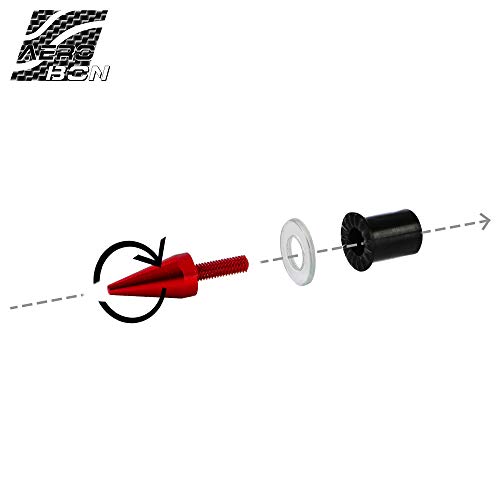 AeroBon 10 Pieces Aluminum Spike Motorcycle Windscreen Bolts/Windshield Screws (Red)