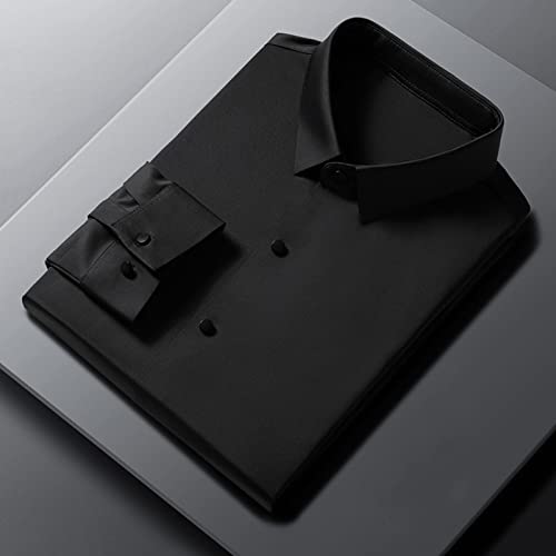 Men's Seamless Fit Long Sleeve Lapel Business Shirt Casual Button Down Dress Shirts Stylish Wrinkle-Free Shirt3
