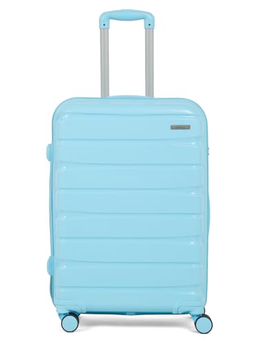 Image of Teakwood MA Trolley Bag, Hard with Zipper Closure, Adjustable Push Button & Cross Side Strap, Number Lock System 360 Degree (Medium, Sky Blue)