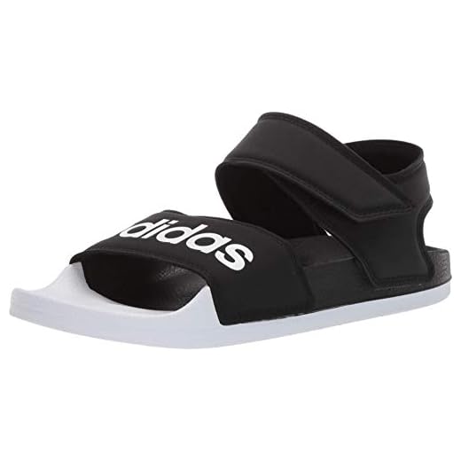 adidas Women's Adilette Sandal Slide, Core Black/White/Core Black, 9