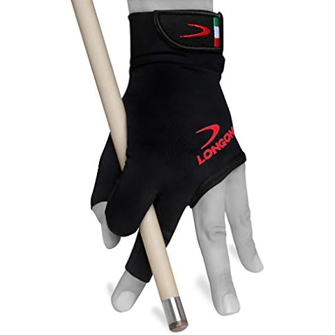 Longoni Black Fire 2.0 Billiard Pool CUE Glove - for Left or Right Hand - Black (Medium, for Left Hand (Right-Handed Player)) Cover