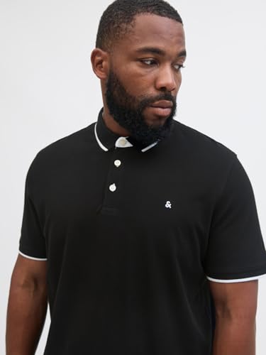 JACK & JONES Plus Size Einfarbig Poloshirt Schwarz xx_l – Ansicht 6
