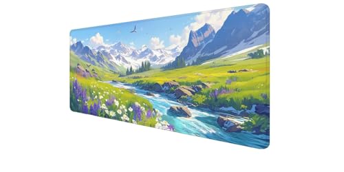 Tapis de souris XXL gaming paysage de montagne pour bureau ordonné