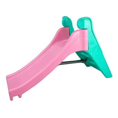 Escorregador Infantil Pequeno Freso Baby Dream Lollypop Plástico Rotomoldado Criança Bebê 3 Degraus Proteção Lateral, Cor Rosa Claro e Verde Água