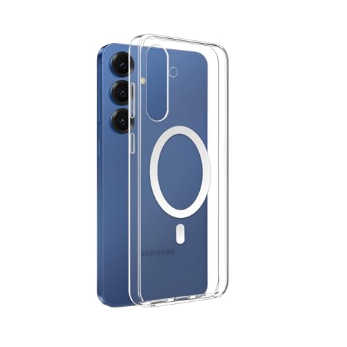 Image of Prolet Anti -Yellow Crystal Clear Hard Case Cover Compatible with Samsung Galaxy S25 with Magnetic Mag-Safe Wireless Charging Support, Shockproof Hard Back Cover (Transparent)