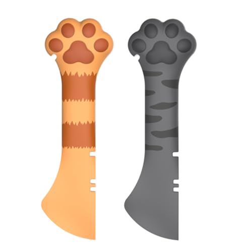 MIEDEON Silicone Pet Food Spoon Cute Cat Food Scooper Dog Wet Food Spoon Pet Food Can Spoon for Cat and Dog Manual Can Opener (Orange+Grey,5.1 inch)