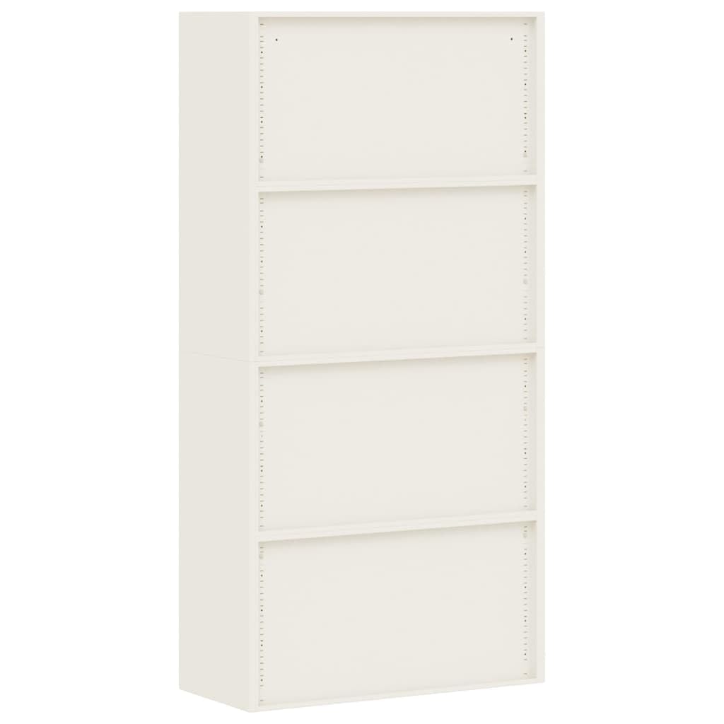 Weißer Metallschrank 90x40x180 cm, abschließbar, 4 höhenverstellbare Böden 30 kg, Büro-Küche