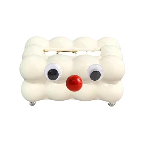 Funda para caja de pañuelos, organizador de pañuelos | Organizador de pañuelos para dormitorio Big Eyes Cloud, dispensador creativo de color crema para pañuelos cosméticos en el cuarto de baño