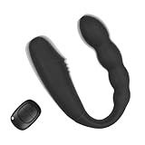 YcsLust Doppeldildos Dildo Anal Vibrator Klitorisstimulator G-punkt Vagina Klitoris Anal Massage Drahtlose Steuerung Dildo Doppel Headed Vibratoren U-förmigen Sex spielzeug für für Frauen Lesben, Paar
