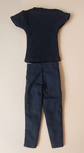 Modelo de Camiseta Negra y Pantalones 1:12 para Muñecos de 6" miniatura 2