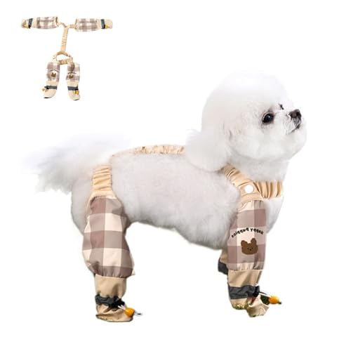 Image of Anti Dirt Pants for Dogs,2025 New Dog Suspender Boots,Outdoor Dust-Proof Pants,irty-Proof Dog Suspender Boots,for Small Medium Large Dogs Rain Snow Walking Hiking (1 Pcs Brown Plaid, Large)