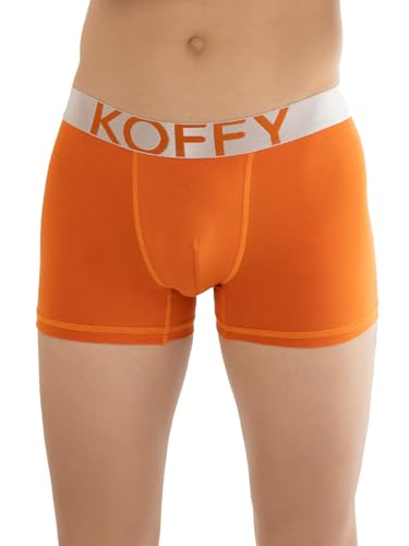 Image of KOFFY Men's Malleable Cotton Lycra Long Trunk with Minus Cutting Pouch and Moisture Wicking Properties