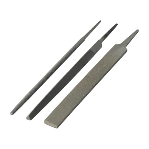 CAARLA Steel File 5Pcs 6 Inch Industrial Steel Files Set Flat/Round/Half Round/Triangle/Squares for Metalworking Woodworking Steel Rasp File Flat(Type A)