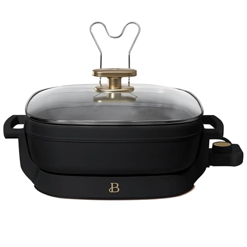 Beautiful 5-in-1 Electric Skillet, Expandable to 7QT, Non-Stick with Glass