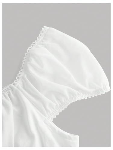 Girl's Ruched Puff Cap Sleeve T Shirts Square Neck Summer Tight Tees3