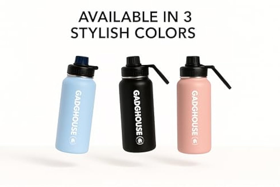 GadgHouse 40oz Stainless Steel Water Bottle with Magnetic Phone Holder, Compatible with Apple and Android. Leakproof, Insulated, BPA-Free, Keeps Hot 12H Cold 24H, for Gym, Office, Travel (ONYX BLACK)