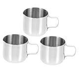 PEPLAYTAL 3 Stück Edelstahl Milchkännchen Handlicher Milchaufschäumer Kännchen Für Espresso Cappuccino Für Täglichen Gebrauch Und Latte Art Üben