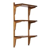 Kate and Laurel Meridien Modern Three-Tier Wooden Shelves, 18 x 9 x 32, Rustic Brown, Stunning Tiered Wall Shelf for Storage and Display as Cute Nursery Shelving or Bedroom Storage