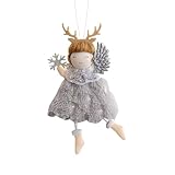 TDEOK Décoration de Noël en bois d'ange - Décoration de Noël - Décoration de Noël pour fille - Décoration de fête d'anniversaire - Balançoire adulte - Gris D - Taille unique