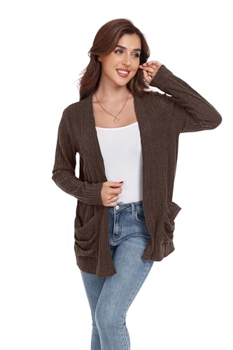 Image of GRECERELLE Womens Long Sleeve Lightweight Open Front V-Neck Casual Cardigan Sweaters Outerwear with Pockets 2025, S-2XL