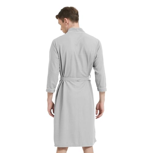 AOTORR Men's Robe Lightweight Soft Knit Bathrobe Sleepwear Loungewear with Pockets2