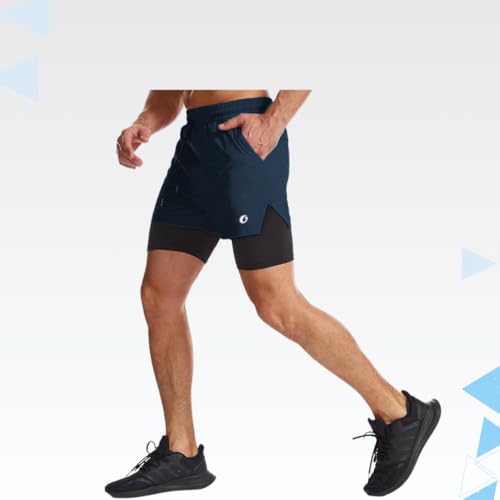 Image of Oysters Men's 2 in 1 Workout Shorts for Men with Phone Pockets
