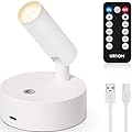 URTOM Wireless LED Spotlight Indoor with Remote Up Lights Indoor Dimmable Picture Light Battery Operated with Timer Rechargeable Spot Lights Indoor Accent Uplighting for Plant Wall Art, 1 Pack White