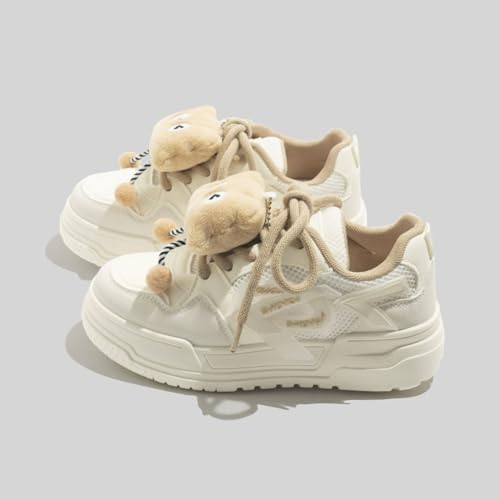 Fuzzy Monster Chunky Platform Sneakers Women Cute Y2K Aesthetic 1.8" Height Increase Breathable Mesh Casual Outfit Spring Summer Walking Shoes3