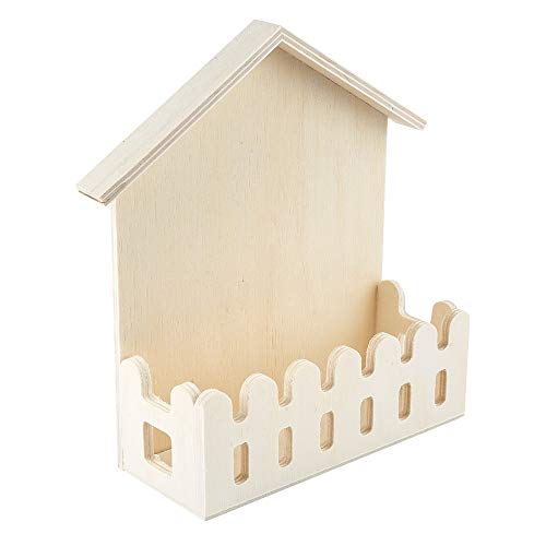 Ideen mit Herz Haus mit Zaun, Holz, 13cm x 16cm x 5cm, zum Aufstellen