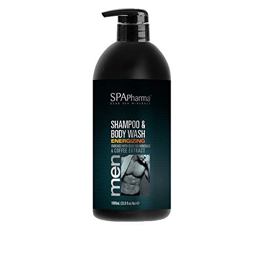 SpaPharma Mens Shampoo and Body wash with Dead Sea Minerals and Coffee Extract 33.8 fl. Oz.