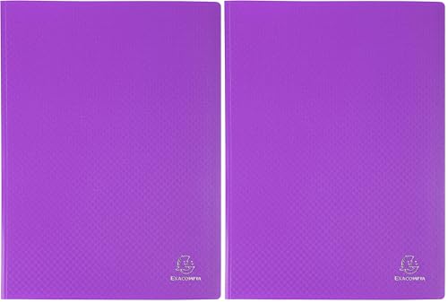 Exacompta - Réf. 88426E - 1 Protège-documents OPAK - 40 pochettes cristal lisse - 80 vues - pour format A4 - dimensions 24 x 32 cm - couverture en polypro semi-rigide - couleur violet (Lot de 2)