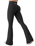 YEOREO Mini Flare Leggings for Women 28.5"/30.5"/32.5" Hidden Scrunch Workout High Waisted No Front Seam Craze Gym Yoga Pants Black