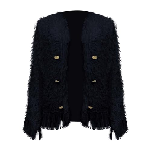 Manteau court à franges idéal pour structurer les tenues amples