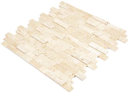 Tappetino autoadesivo per mosaico, composito in pietra naturale Travertine, beige, per parete cucina, piastrelle, specchio, rivestimento da parete