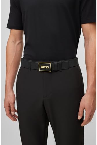 BOSS Mens Icon-S1 Italian-leather belt with plaque buckle4