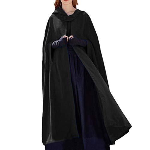 Hongxin Largo Capa con Capucha Mujeres, Casual Otoño Invierno Mantener Caliente Abrigo Suelto Largo Cárdigan Desgastar Capa de Halloween Traje de Cosplay Abrigo S-XL