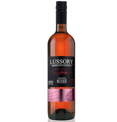 Image of Lussory Premium Rose Alcohol Removed 0.0% Dealcoholized Rose Non Alcoholic Wine From Spain, Low Calories, Low Sugar, Halal Certified (750ml, 6 Bottles)