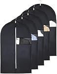 5 Pack Garment Bags for Hanging Clothes, 40 Inch Suit Bags with Zipper and Clear Window for Travel and Clothes Storage, Breathable Garment Covers for Suits Coats Uniforms Shirts