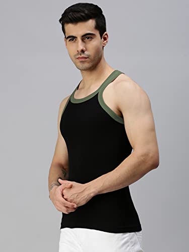 Image of Lux Cozi Men Pack of 3 Pure Cotton Assorted Gym Vest (Size :