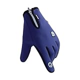 keynoyin Men's and Women's Winter Touch Screen Anti-Skid, Warm Gloves, Outdoor Sports Driving and Cycling Fleece Warm Gloves - Zipper Shield Logo [Navy Blue] - One Size fits All
