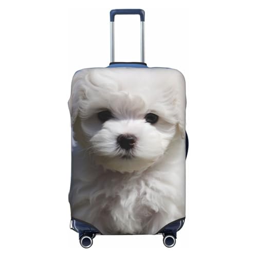 Travel Luggage Cover Anti-Scratch Suitcase Cover Protector Elastic Thicken Luggage Protector Washable Baggage Covers Bichon Frise Dog Suitcase Sleeve Fit 18-32 Inch Luggage Large