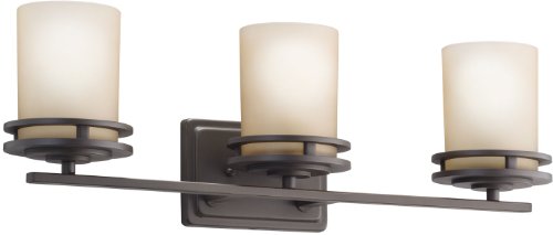 Image of Kichler Hendrik 24 inch 3 Light Vanity Light with Light Umber Etched Glass Olde Bronze