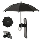 スマホ用傘シェード かわいい ミニ傘 吸盤式取付 日焼け防止・遮光・防雨機能付き スマホ遮光フード 日光反射防止 スマホ傘 展開直径27㎝ 自転車スマホホルダー 車スマートフォンホルダー使用可能（ブラック）