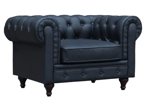 Aliza Fauteuil Chesterfield, 111cm x 82cm x 70cm, Noir