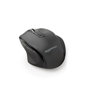 Amazon Basics Ergonomic 2.4 GHz Wireless Optical Mouse, DPI adjustable, Compatible with PC, Mac, Laptop – Black