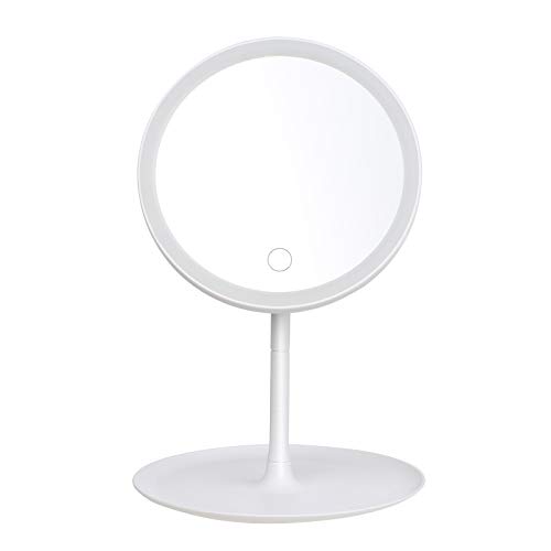 Espelho de maquiagem redondo recarregável com interruptor de tela de luz L-ED Espelho de maquiagem d